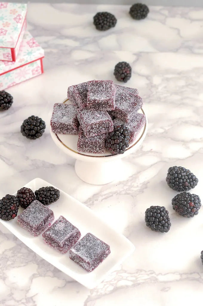 Blackberry Pâte de Fruit made with concentrated fruit flavours and natural ingredients